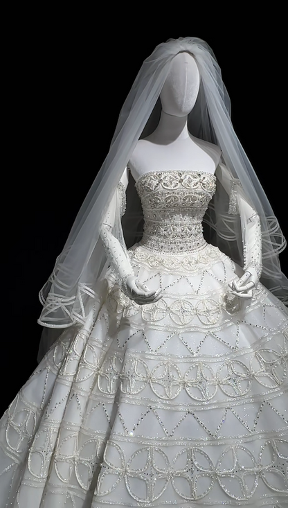 Pretty White A-Line Tulle Long Wedding Dress for Brides DP07159