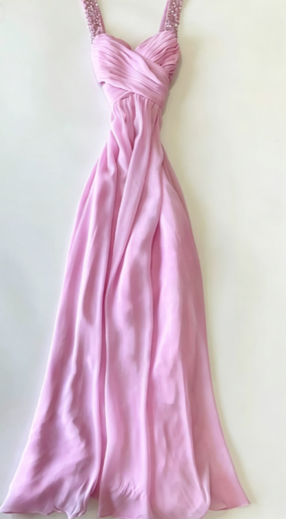 Wunderschönes langes Abendkleid in Pink, Etui-Stil, Chiffon, Perlen, Ballkleid DP07195