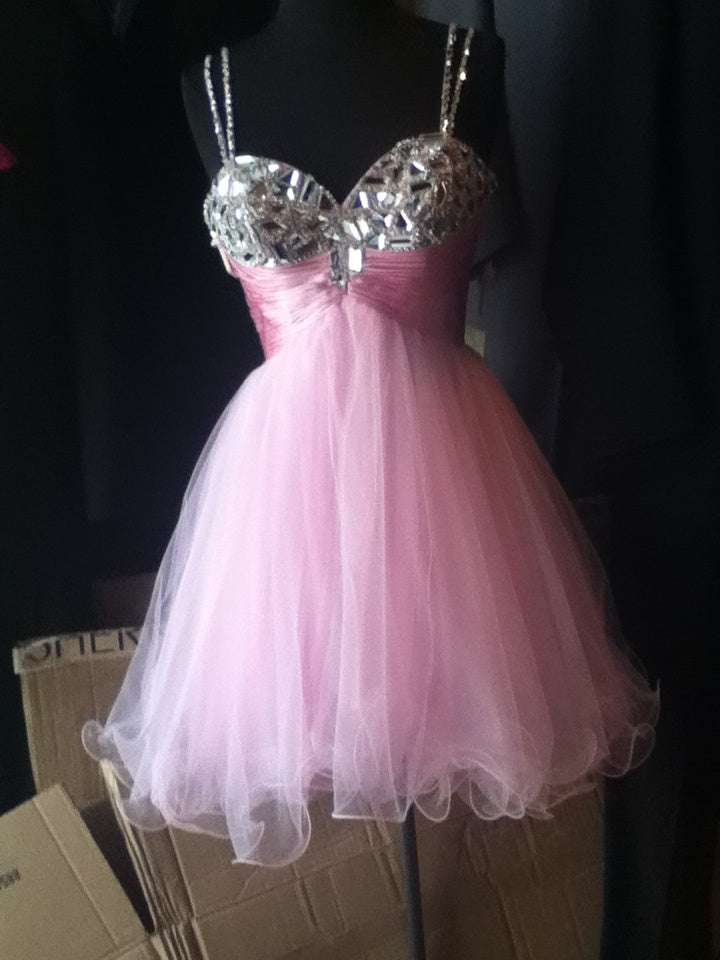 Fashion Pink Short Birthday Dress Sheath Tulle Homecoming Dress DP07222