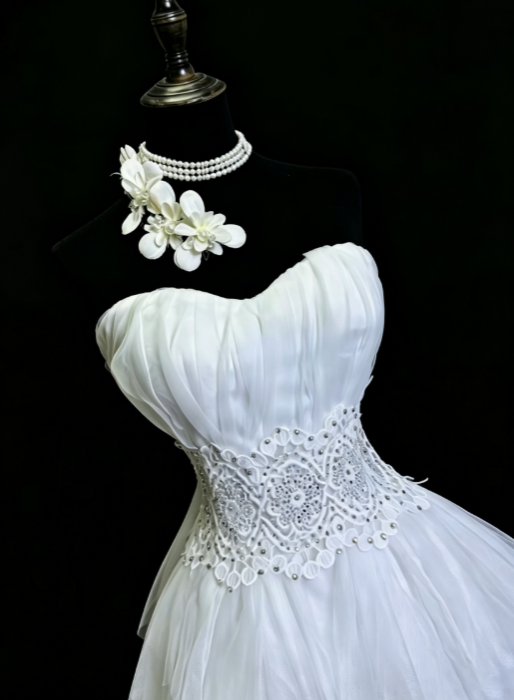 Fashion White Short Birthday Dress A-Line Tulle Homecoming Dress DP07235