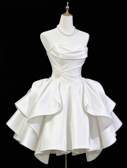 Gorgeous White Birthday Dress A-Line SatinHomecoming Dress DP07293