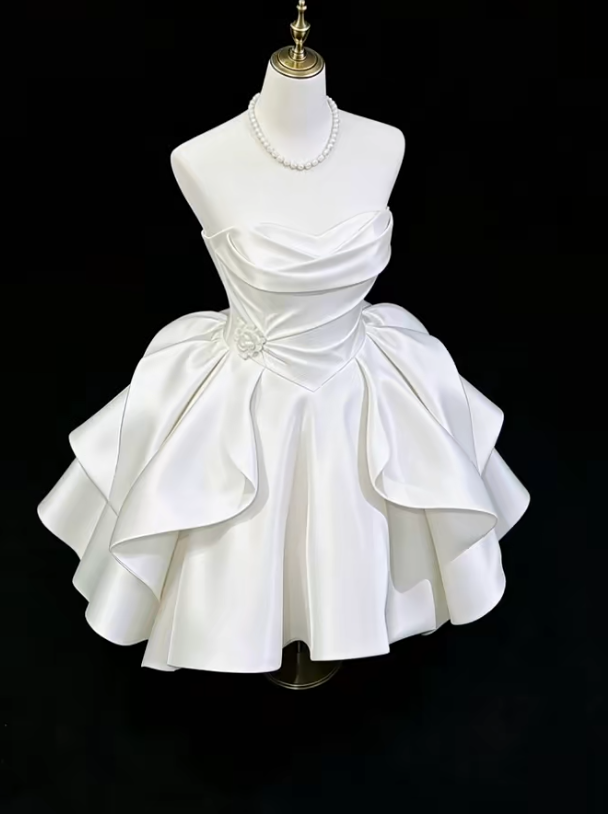 Gorgeous White Birthday Dress A-Line SatinHomecoming Dress DP07293