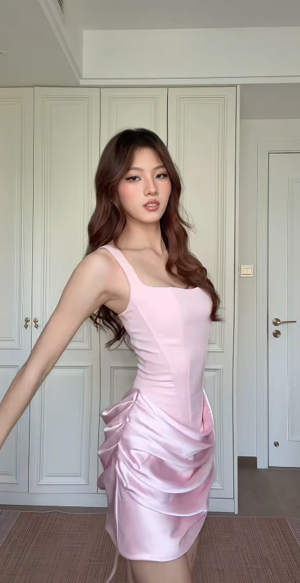 Chic Pink Short Homecoming Dress Sheath Satin Birthday Party Dress  DP07302