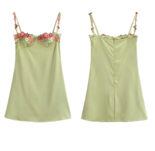 Chic Green Short Homecoming Dress Sheath Satin Birthday Party Dress DP07310
