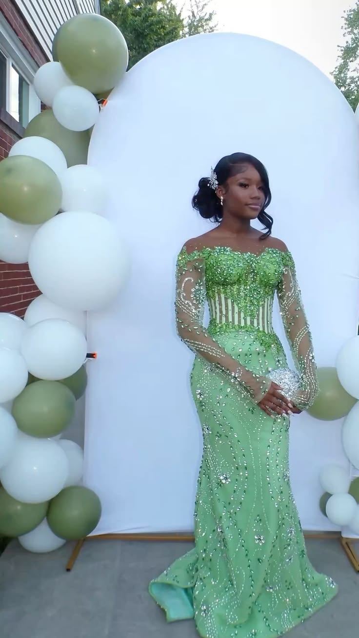 Fashion Green Prom Dress Sheath Tulle Beaded Birthday Dress DP07364