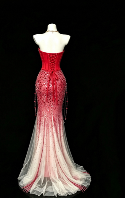 Fashion Sheath Satin Long Evening Dress Red Prom Dress DP07372