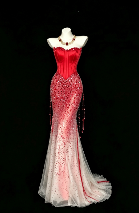 Robe de soirée longue fourreau en satin, robe de bal rouge DP07372