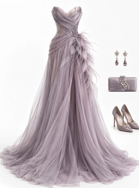 Fashion Sheath Tulle Long Evening Dress Red Prom Dress DP07373