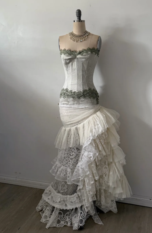 Robe de soirée longue en dentelle fourreau, robe de bal blanche DP07377