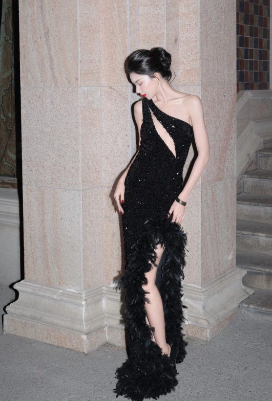 Fashion Sheath Sequins Long Evening Dress BlackProm Dress DP07378