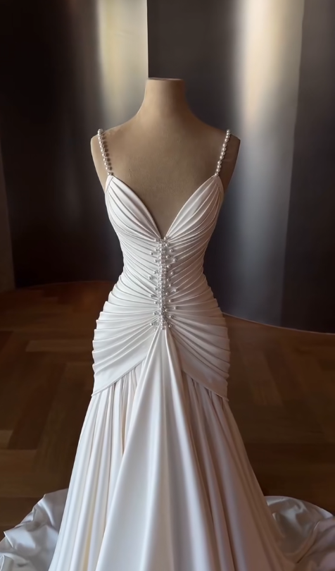 Simple Sheath White Wedding Dress Satin Bridal Gown DP07382