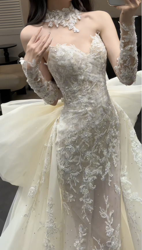 Simple Sheath White Wedding Dress Lace Bridal Gown DP07385