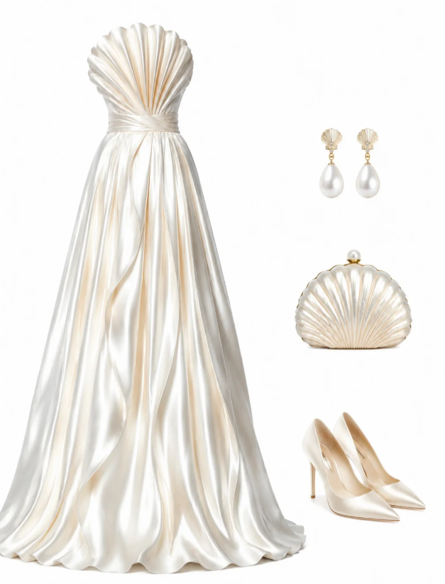 Chic A-Line Satin Long Evening Dress White Prom Dress  DP07399