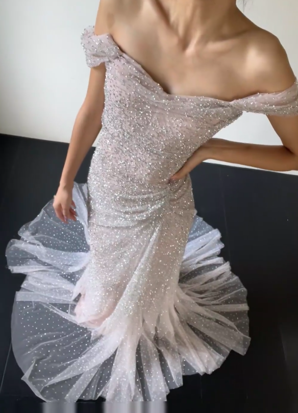 Chic A-Line Tulle Long Evening Dress Pink Prom Dress  DP07400