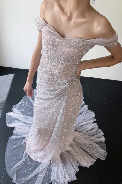 Chic A-Line Tulle Long Evening Dress Pink Prom Dress  DP07400