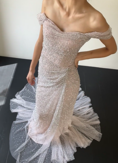 Chic A-Line Tulle Long Evening Dress Pink Prom Dress  DP07400