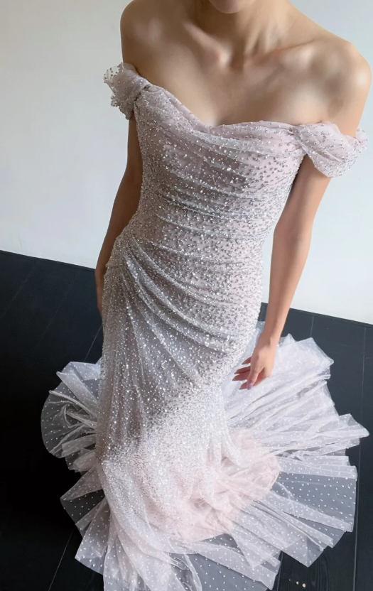 Chic A-Line Tulle Long Evening Dress Pink Prom Dress  DP07400