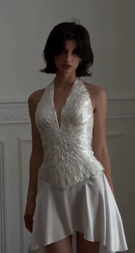 Chic White Short Homecoming Dress Sheath Sequins Birthday Dress  DP07402