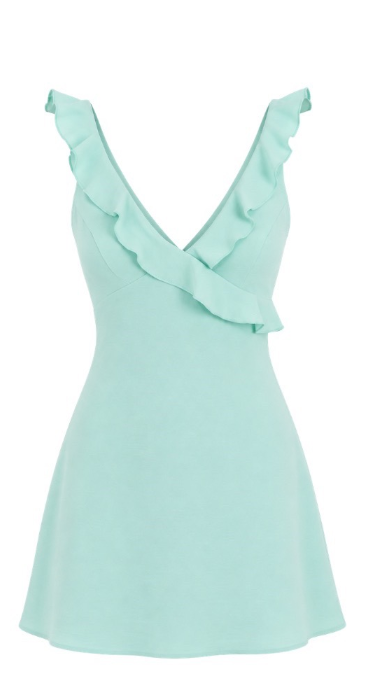 Robe de bal courte vert menthe coupe trapèze féerique en mousseline pour anniversaire DP07417