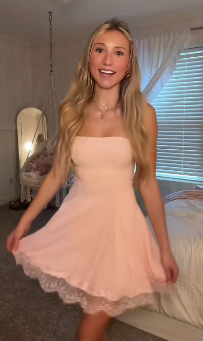 Fairy A-Line Pink Short Homecoming Dress  Chiffon Birthday Dress DP07418