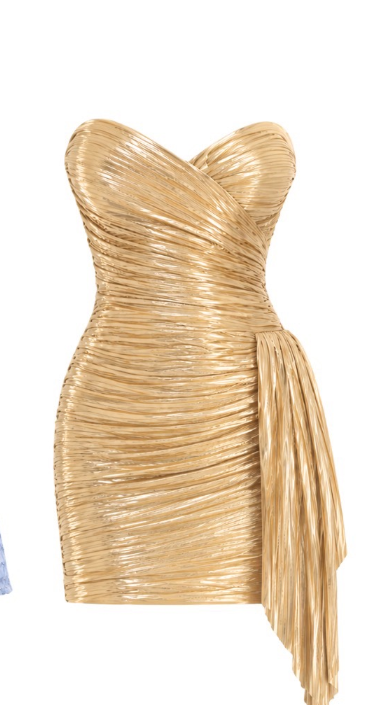 Robe de bal courte dorée féerique en satin pour anniversaire DP07425