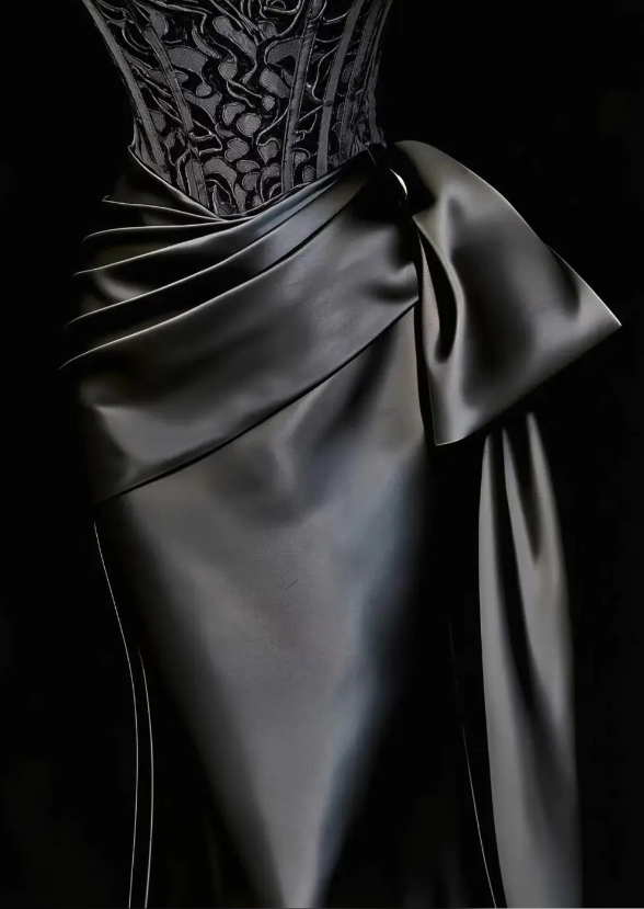 Fairy Sheath Satin Long Prom Dress Black Evening Dress DP07437