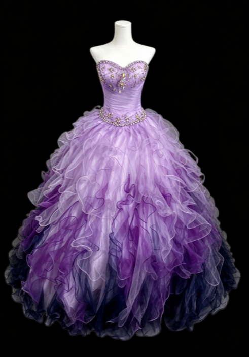 Gorgeous Purple Ball Gown Quinceanera Dress Tulle Applique Sweet 16 Dress DP07459