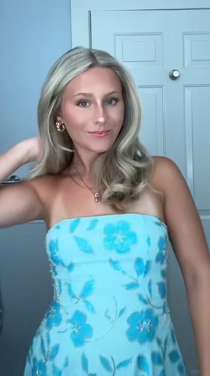 Blue Beaded Short Homecoming Dress Sheath Birthday Mini Dress DP07466