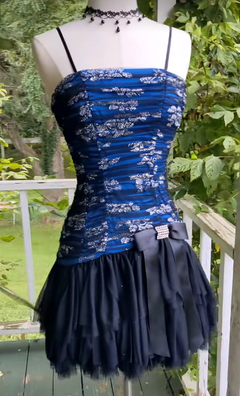 Blue Chiffon Short Homecoming Dress Sheath Birthday Mini Dress DP07469