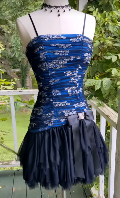 Blue Chiffon Short Homecoming Dress Sheath Birthday Mini Dress DP07469