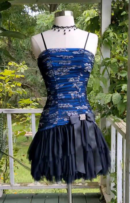 Blue Chiffon Short Homecoming Dress Sheath Birthday Mini Dress DP07469