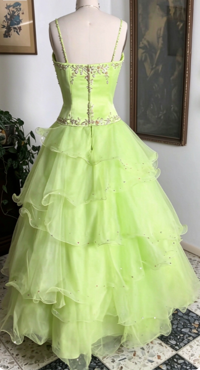 Green Tulle Prom Dress A-Line Long Evening Dress DP07486