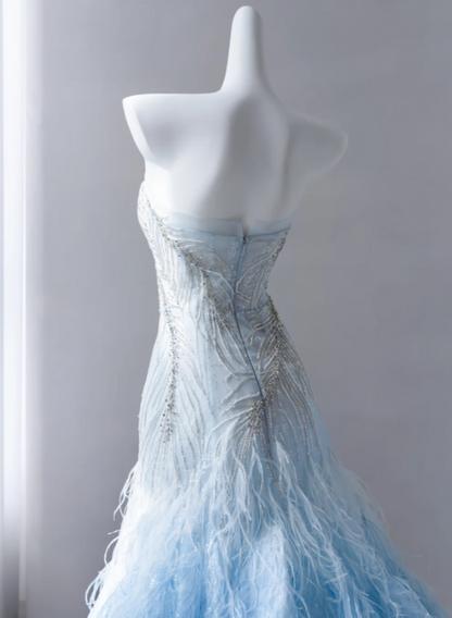 Blue Prom Dress A-Line Tulle Long Evening Dress DP07495