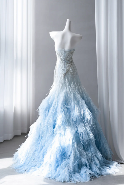 Blue Prom Dress A-Line Tulle Long Evening Dress DP07495