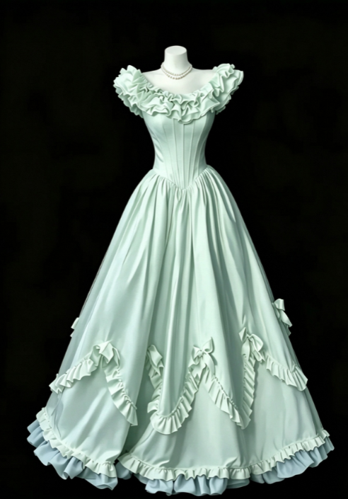 Green Prom Dress A-Line Satin Long Evening Dress DP07497
