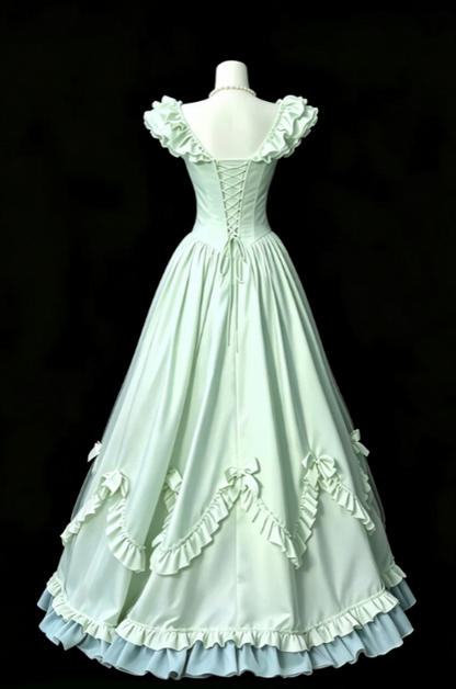 Green Prom Dress A-Line Satin Long Evening Dress DP07497