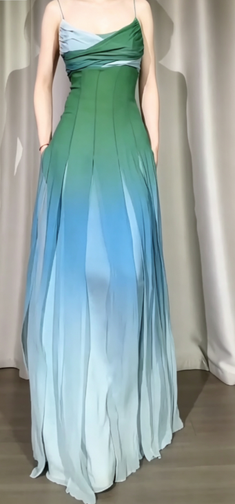 Green Prom Dress Sheath Chiffon Long Evening Dress  DP07525