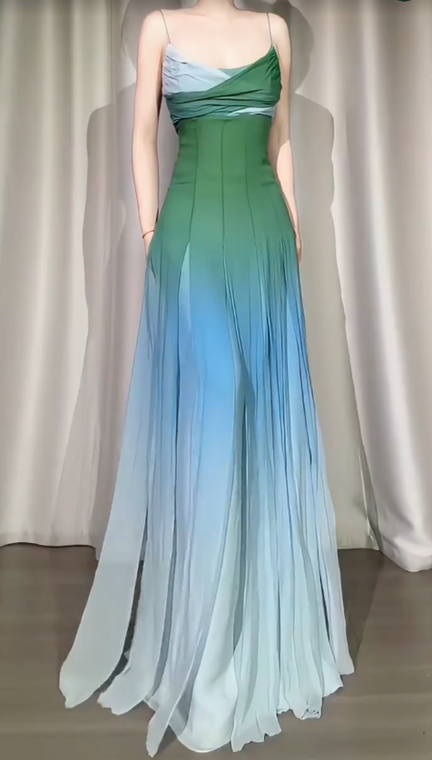 Robe de soirée longue fourreau en mousseline vert DP07525