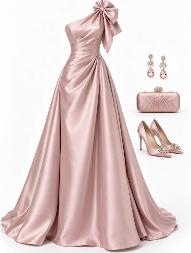 Pink Prom Dress Sheath Satin Long Evening Dress DP07532