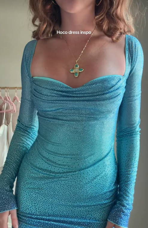Fashion Blue Short Homecoming Dress Sequins Sheath Birthday Party Dress DP07572