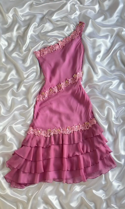 Fashion Pink Short Homecoming Dress Chiffon Sheath Birthday Party Dress DP07583