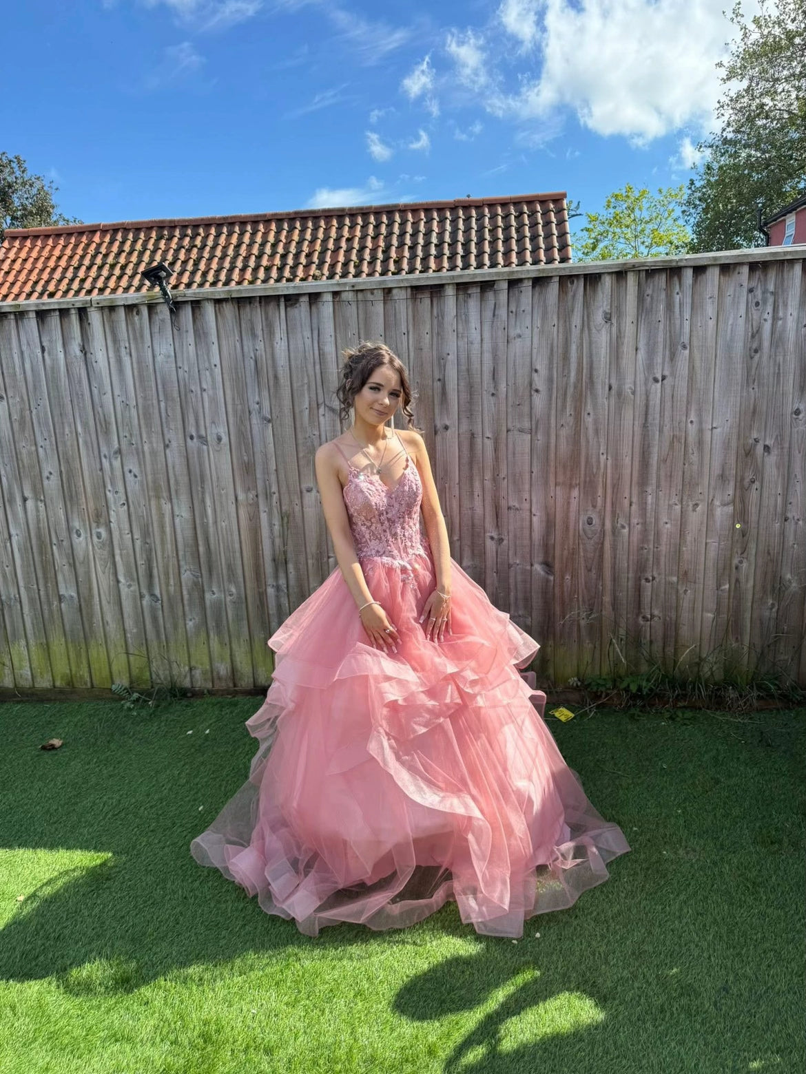 Elegant Pink Prom Dress A-Line Tulle Long Evening Dress DP07596