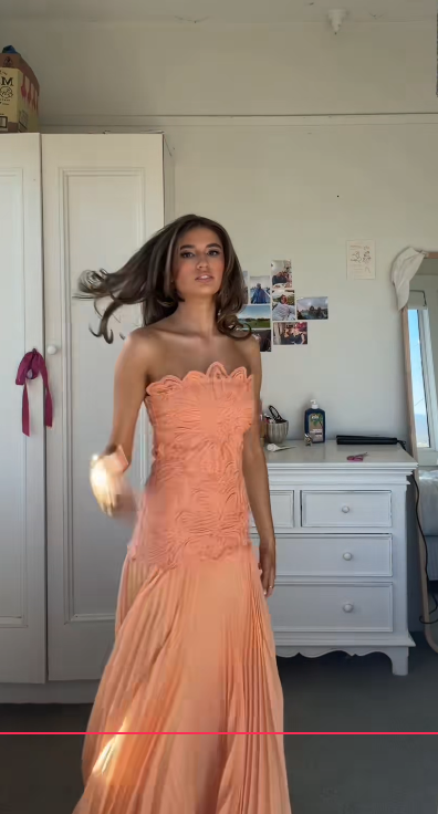Elegant Orange Prom Dress Sheath Chiffon Long Evening Dress DP07600