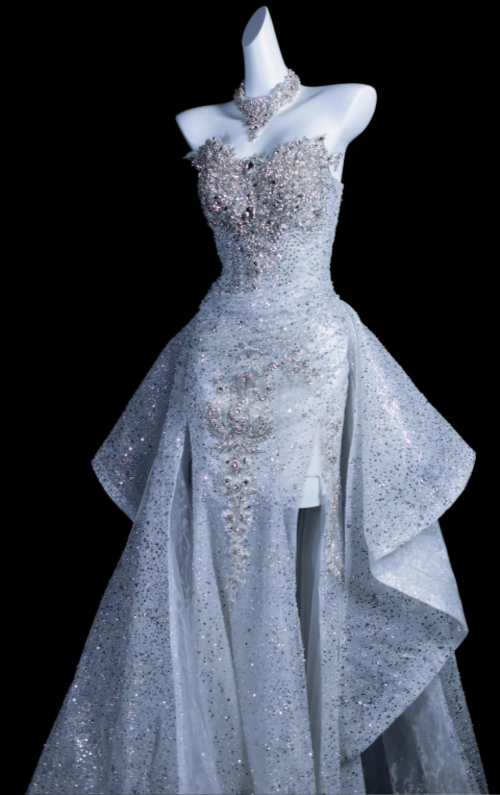 Elegant White Prom Dress Sheath Tulle Long Evening Dress DP07605