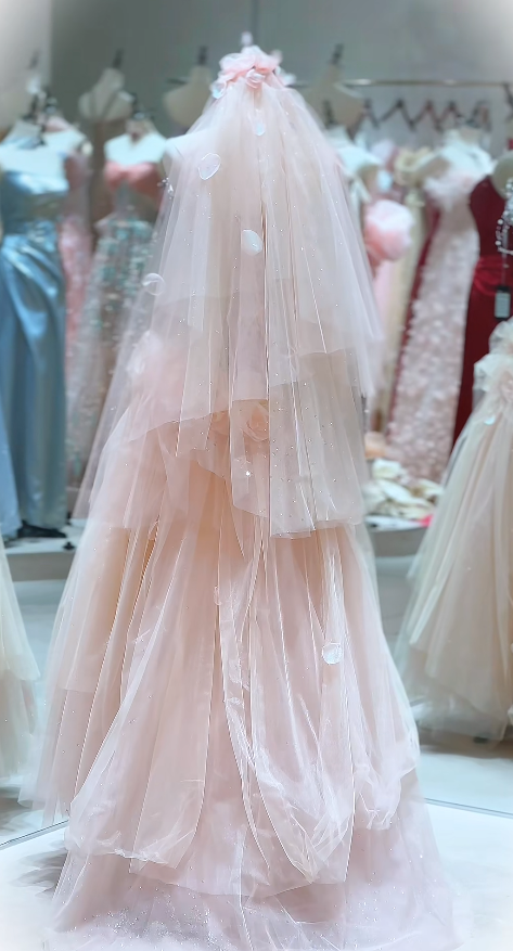 Elegant Pink Prom Dress Sheath Tulle Long Evening Dress DP07614