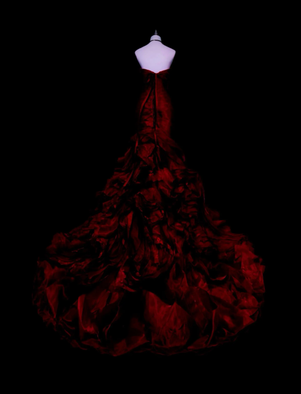 Schickes rotes Abschlussballkleid Meerjungfrau Satin langes Abendkleid DP07687