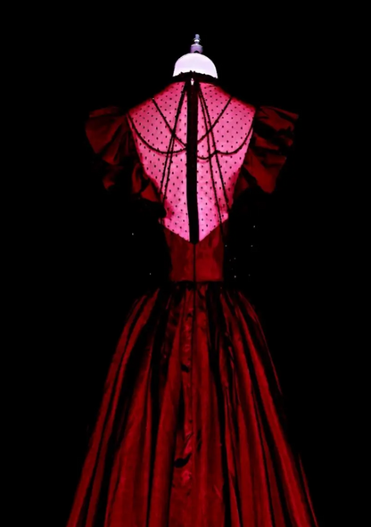 Schickes rotes Abschlussballkleid A-Linie Satin langes Abendkleid DP07688