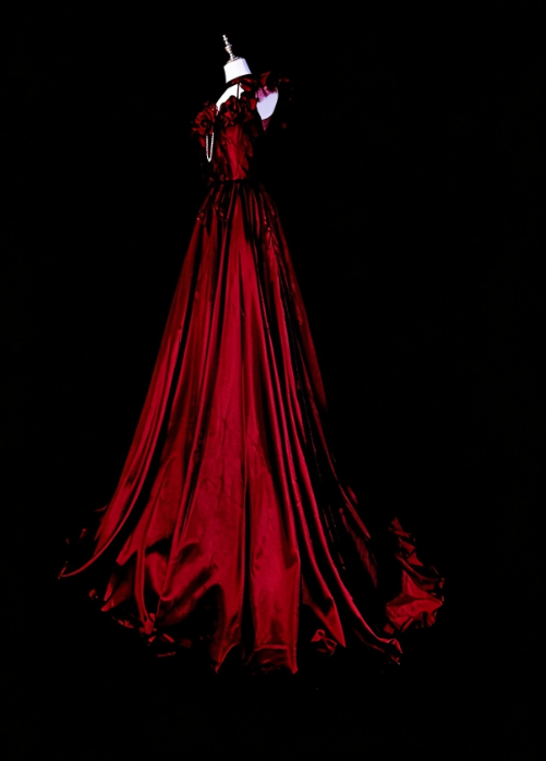 Schickes rotes Abschlussballkleid A-Linie Satin langes Abendkleid DP07688