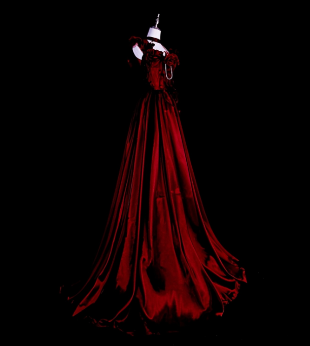Schickes rotes Abschlussballkleid A-Linie Satin langes Abendkleid DP07688
