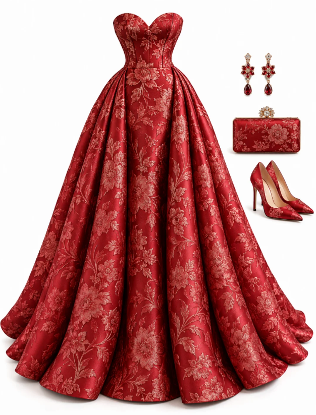 Schickes burgunderrotes A-Linien-Abschlussballkleid, langes Satin-Abendkleid DP07695